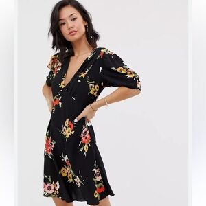 Free People Floral Black Dress